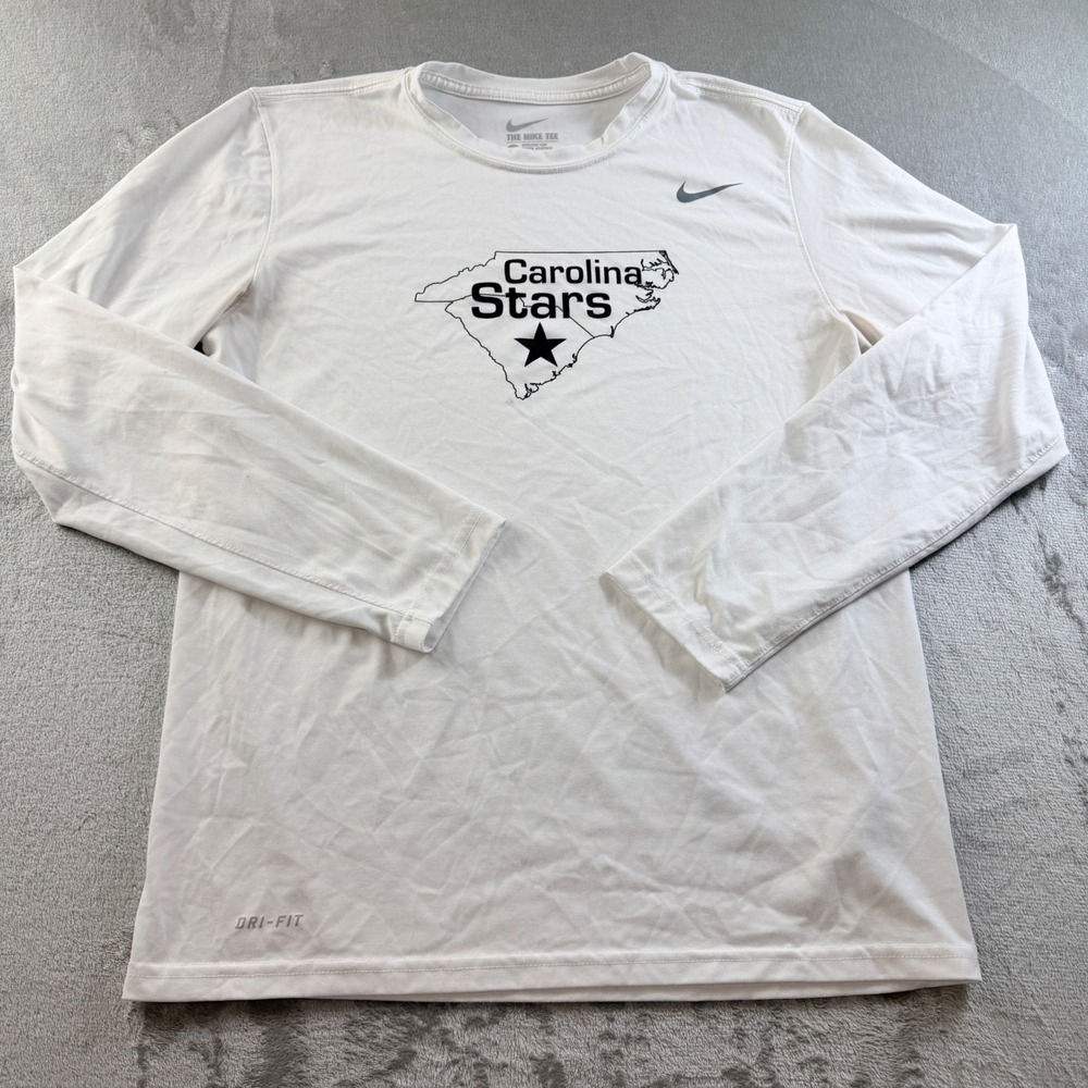 Nike Men's Medium Carolina Stars Dri-FIT Long Sleeve Shirt White Athletic Cut